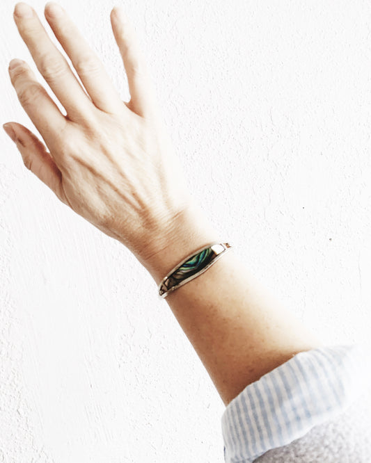 Vintage Abalone Inlay Sterling Cuff