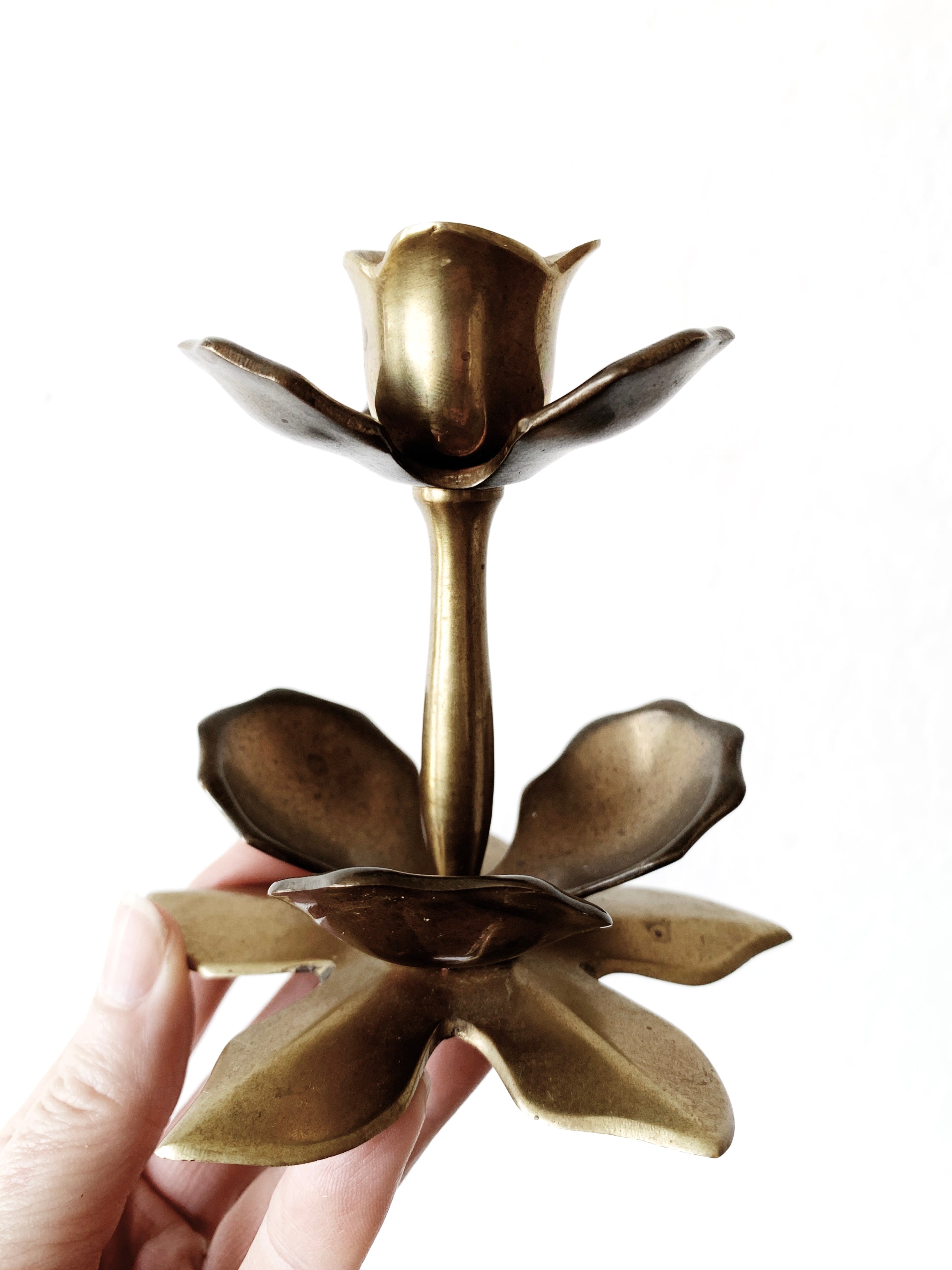 Antique Brass Candle Holders - Thumbnail 3