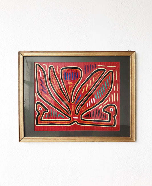 Vintage Framed Mexican Cutwork Textile