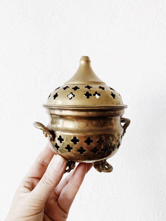 Large Vintage Brass Incense Burner