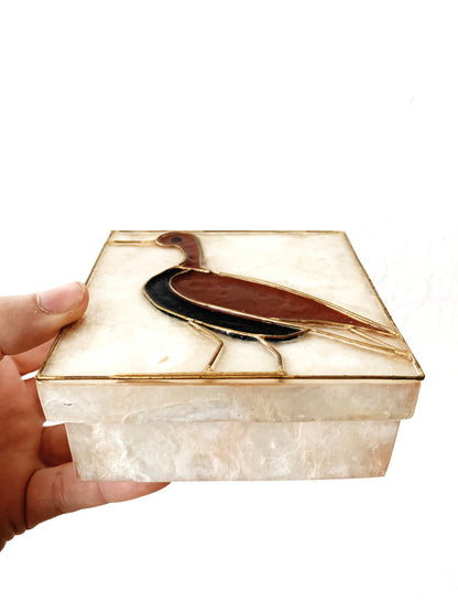Vintage Shell and Brass Box
