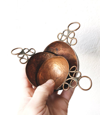 Vintage Hammered Copper Measuring Cups