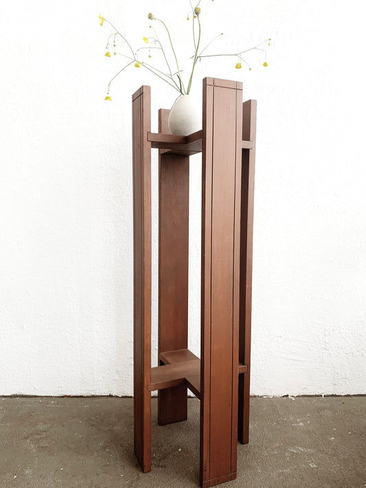 Tall Antique Mission Style Double Plant Stand