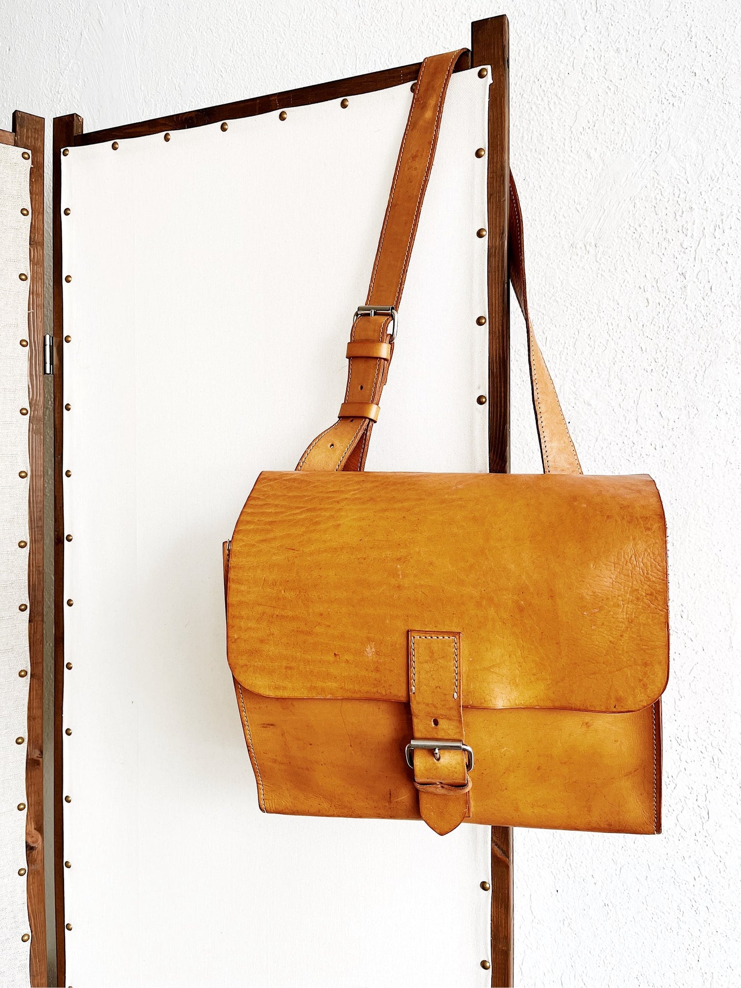 Vintage Handmade Leather Cross Body Satchel