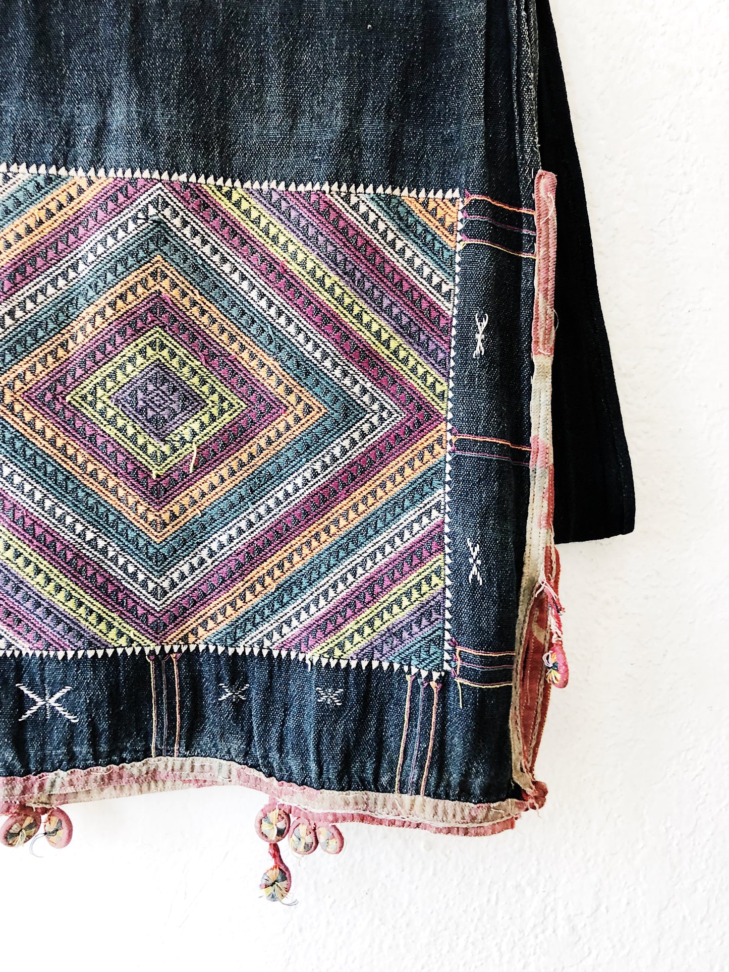Faded Indigo Embroidered Scarf