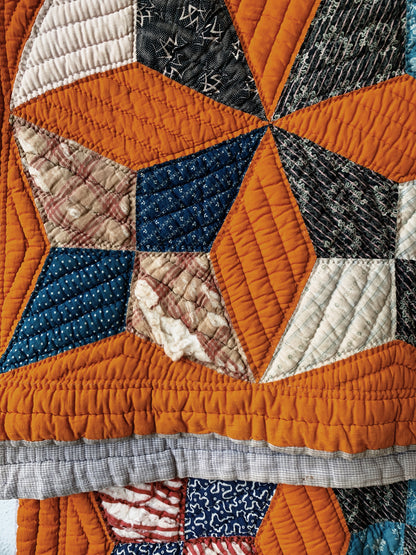 Antique Star Pattern Cotton Quilt