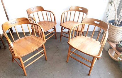 Set of Four Vintage Oak Captains Chairs
