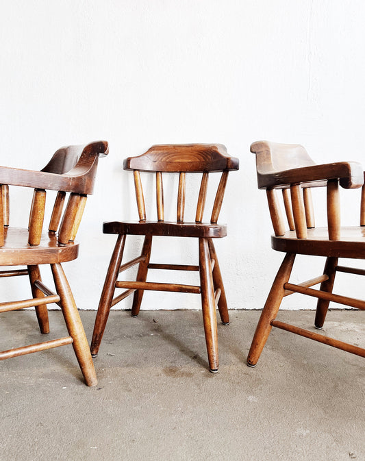 Set 6 Vintage Chunky Captains Chairs