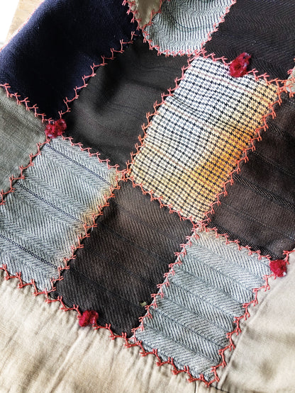 Antique Silk and Wool Patchwork Quilt