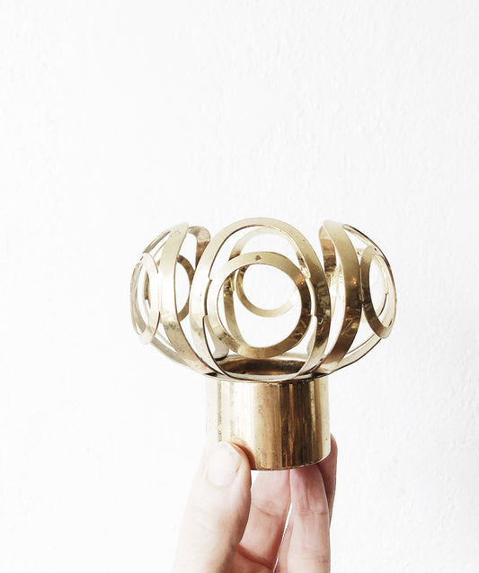 Vintage Brass Modernist Candle Light