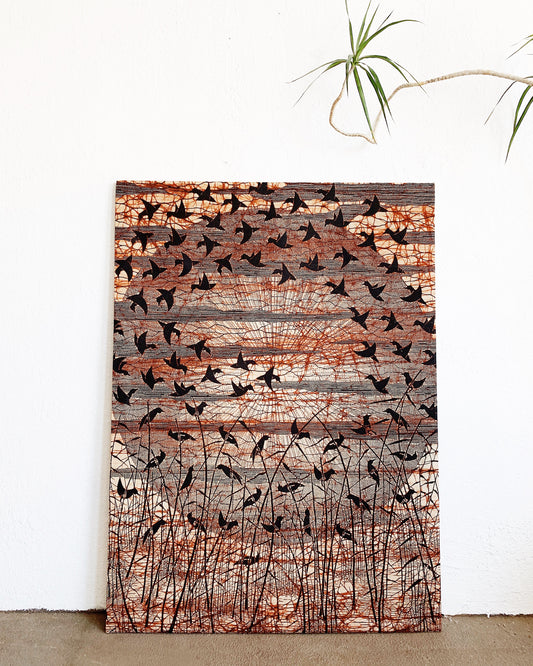 RESERVED Large Vintage Batik Fabric Art