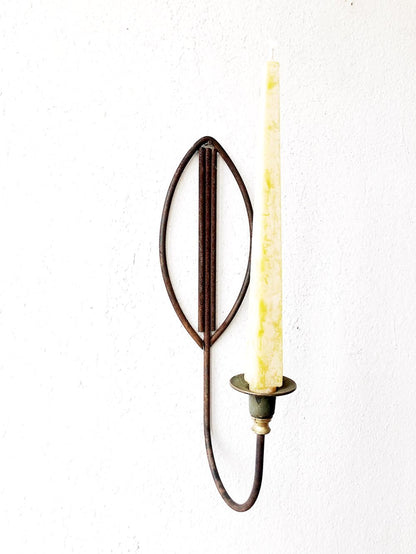 Vintage Metal Candle Sconce and Beeswax Tapers