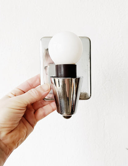 Pair Art Deco Revival Chrome Sconces