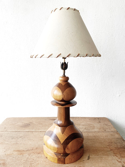 KIM 1970’s Handmade Wood Inlay Lamp