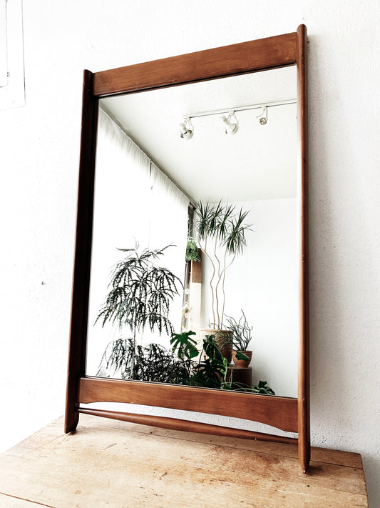 Mid Century Walnut Mirror with Hanger