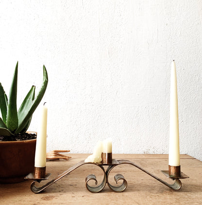 Vintage Handmade Copper Candelabra