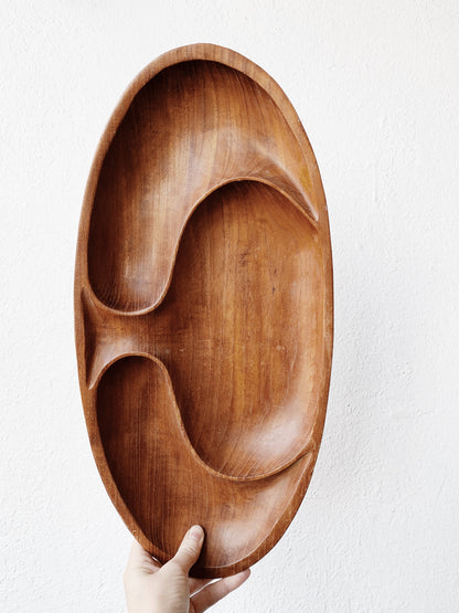 Mid Century Carved Wood Tray