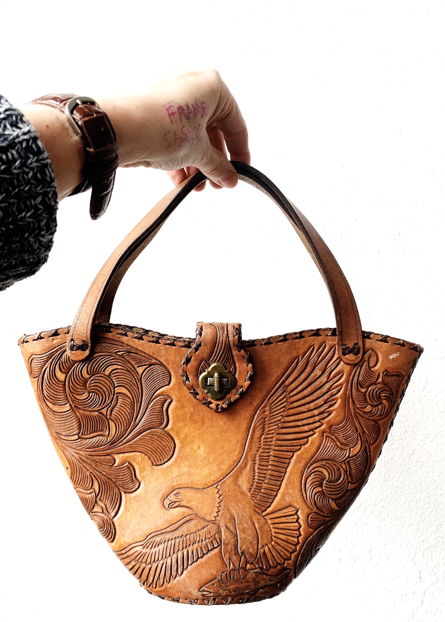 Vintage Tooled Leather Handbag