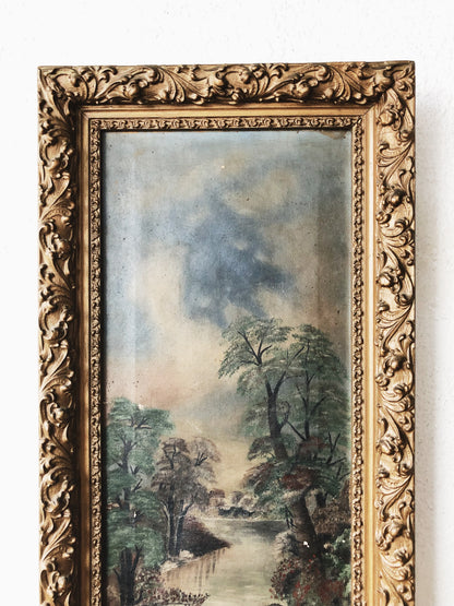 Antique Waterfall Oil Painting