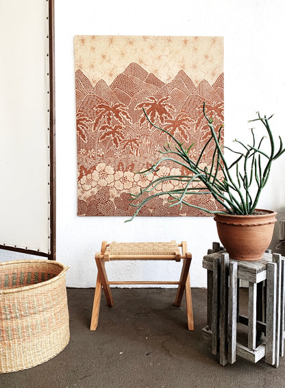 Large Vintage Batik Fabric Art Panel