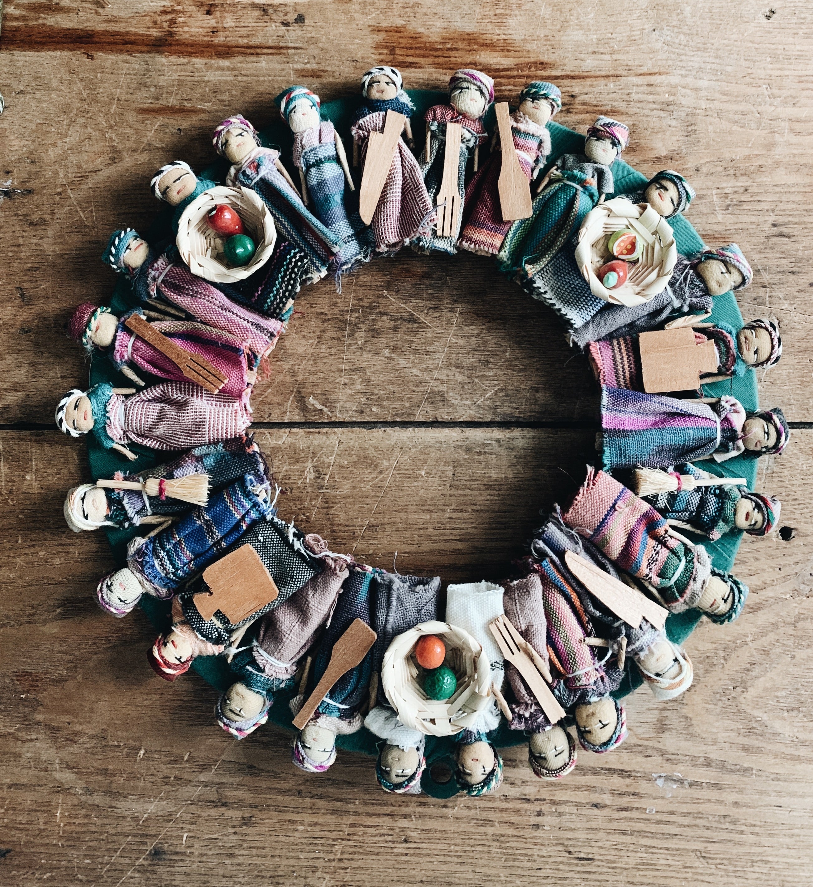 Handmade Worry Doll Wreath