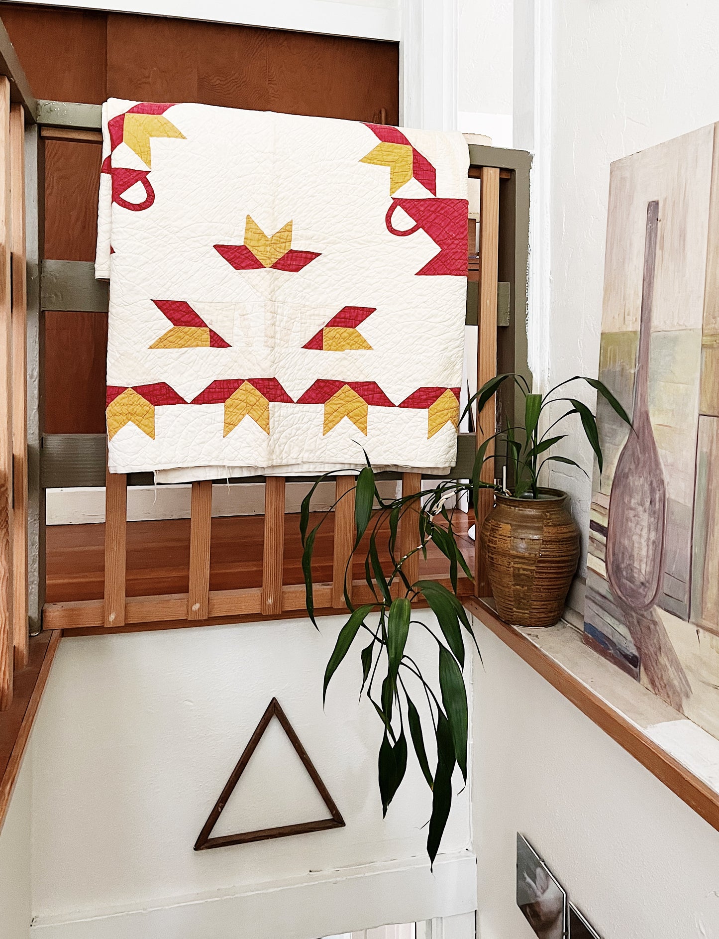 Vintage Flower Vase Cotton Quilt