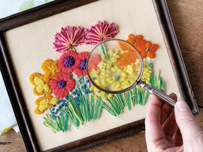 Vintage Framed Floral Embroidery