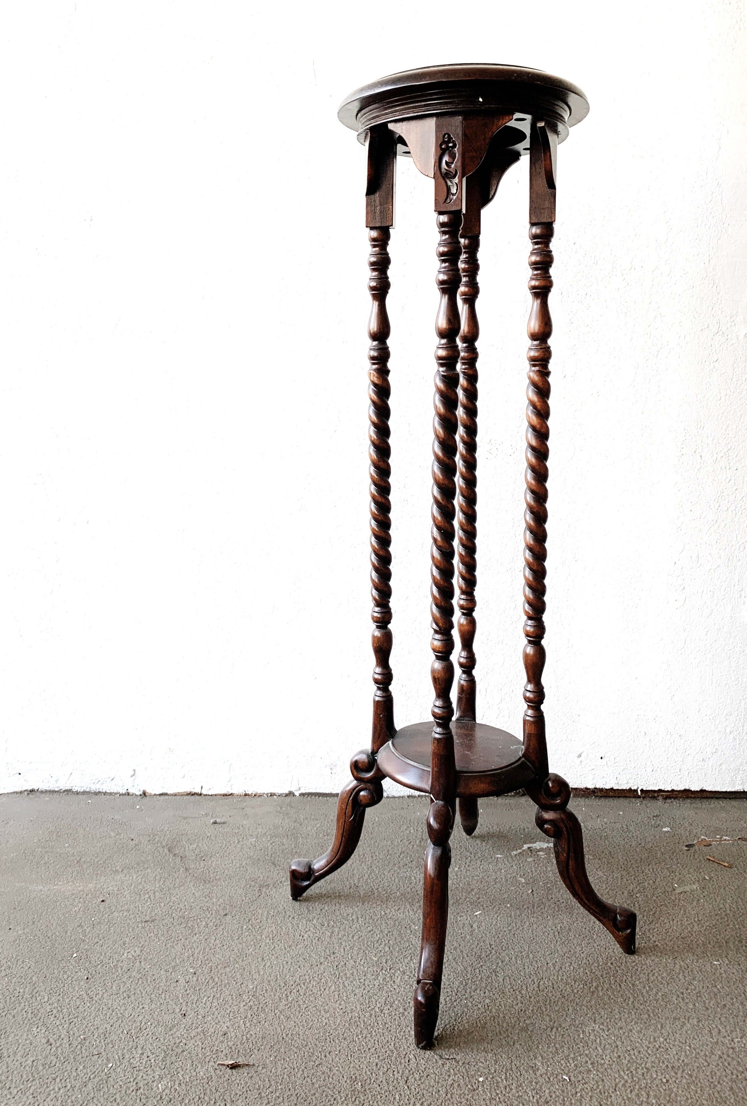 Tall Antique Wood Plant Stand