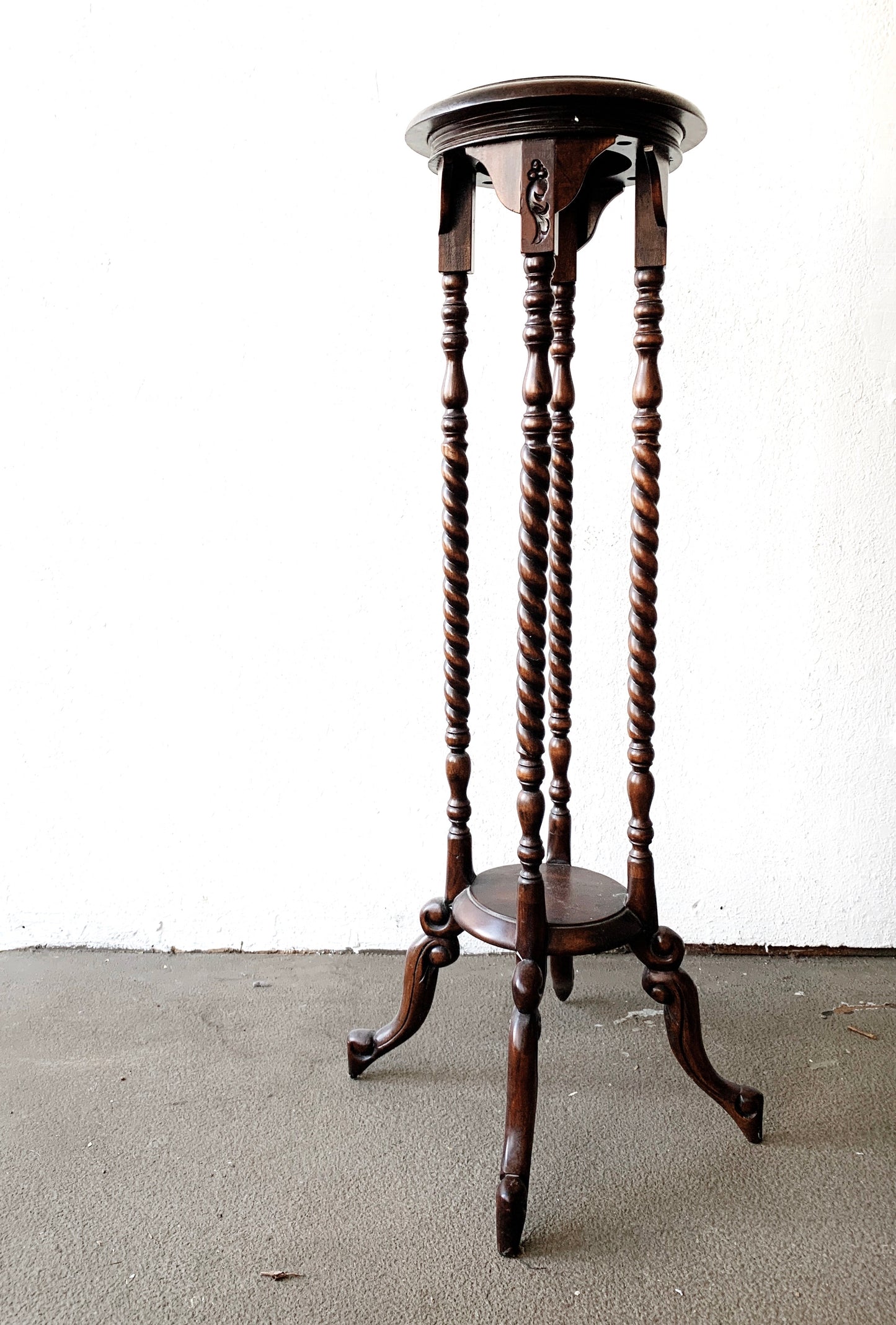Tall Antique Wood Plant Stand