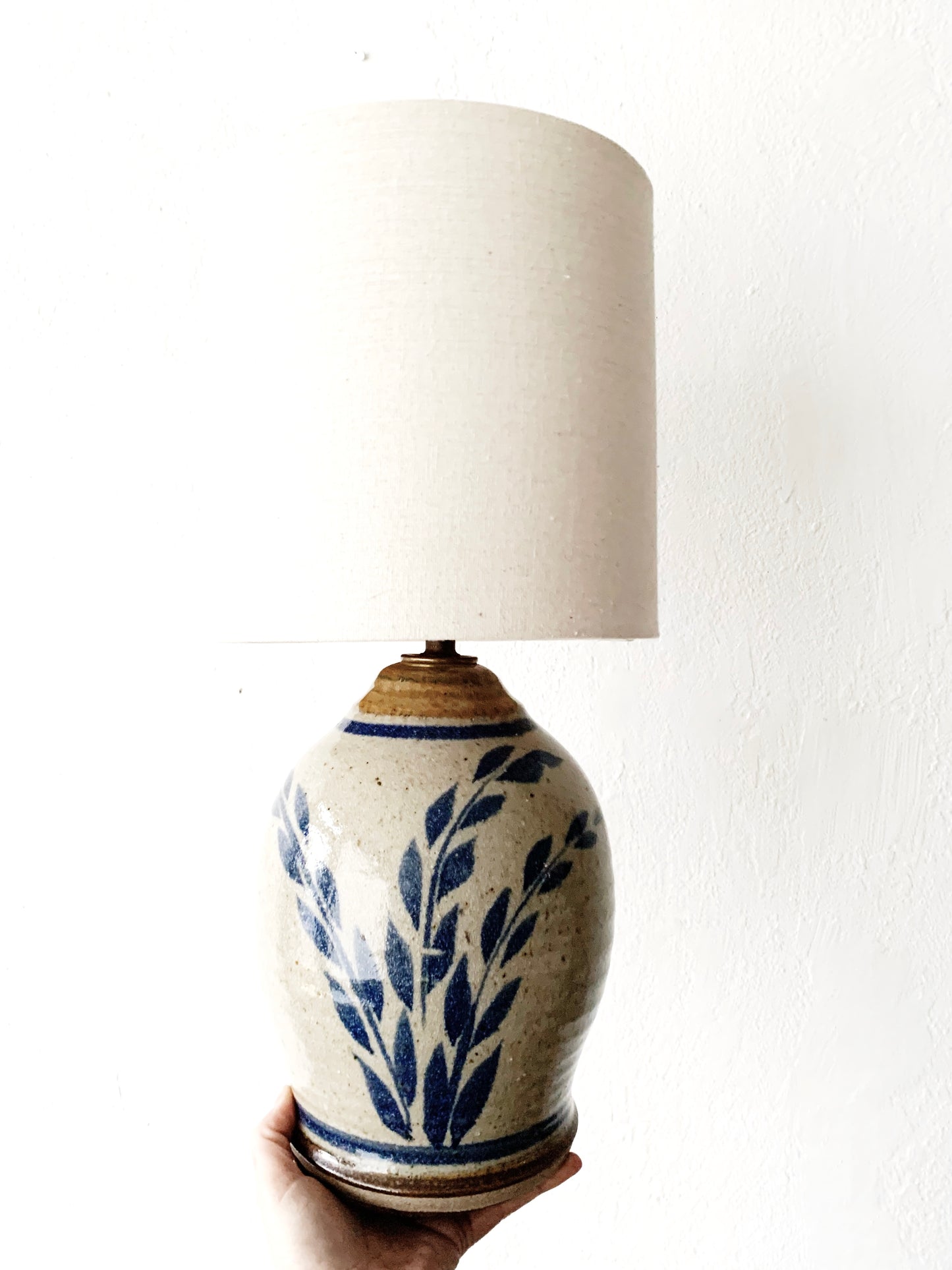Vintage Pottery Lamp With Shade