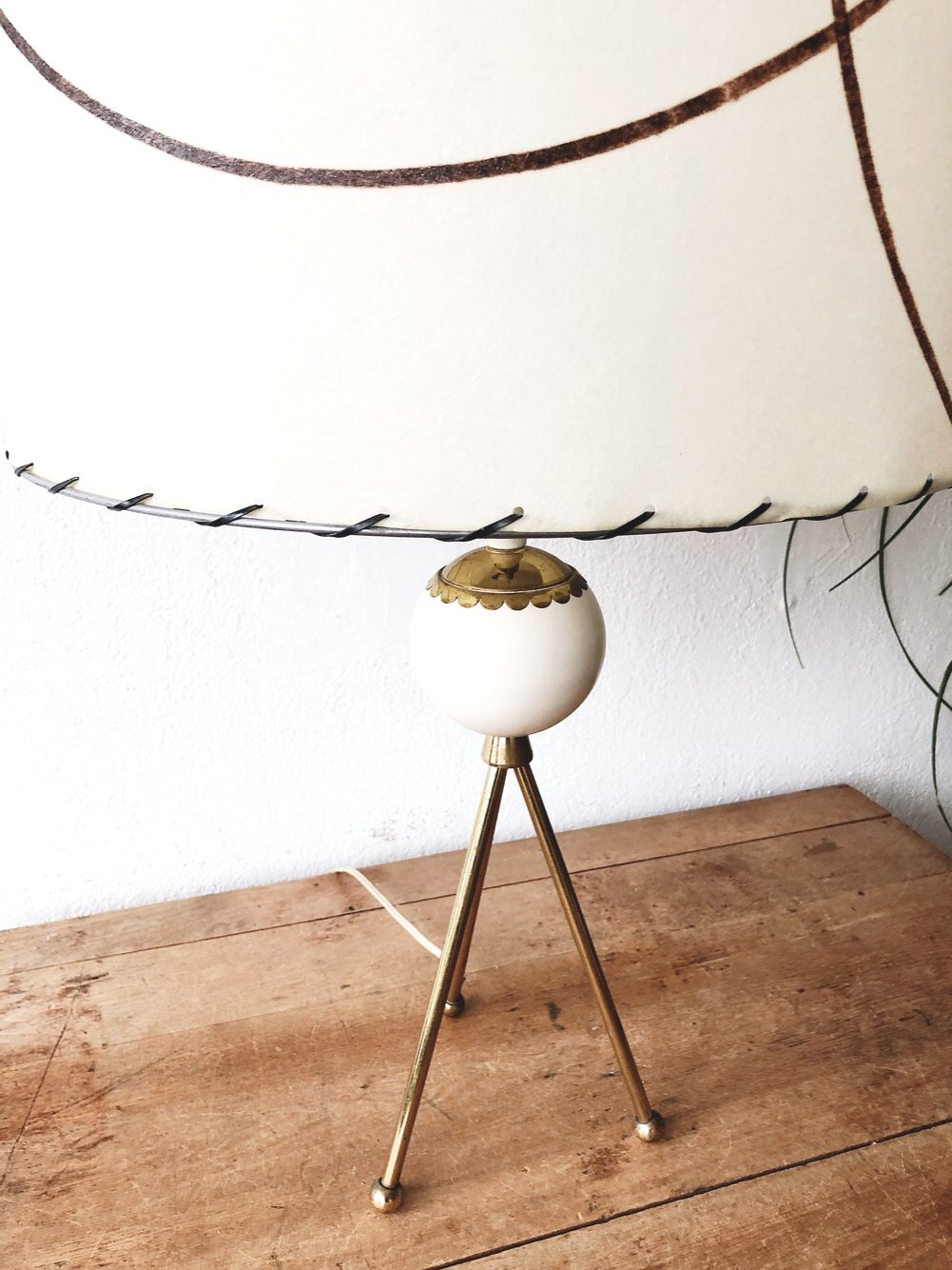 Mid Century Tripod Lamp Original Shade