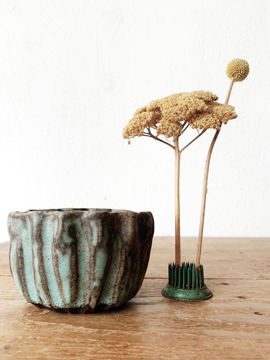 Vintage Pottery with Floral Frog