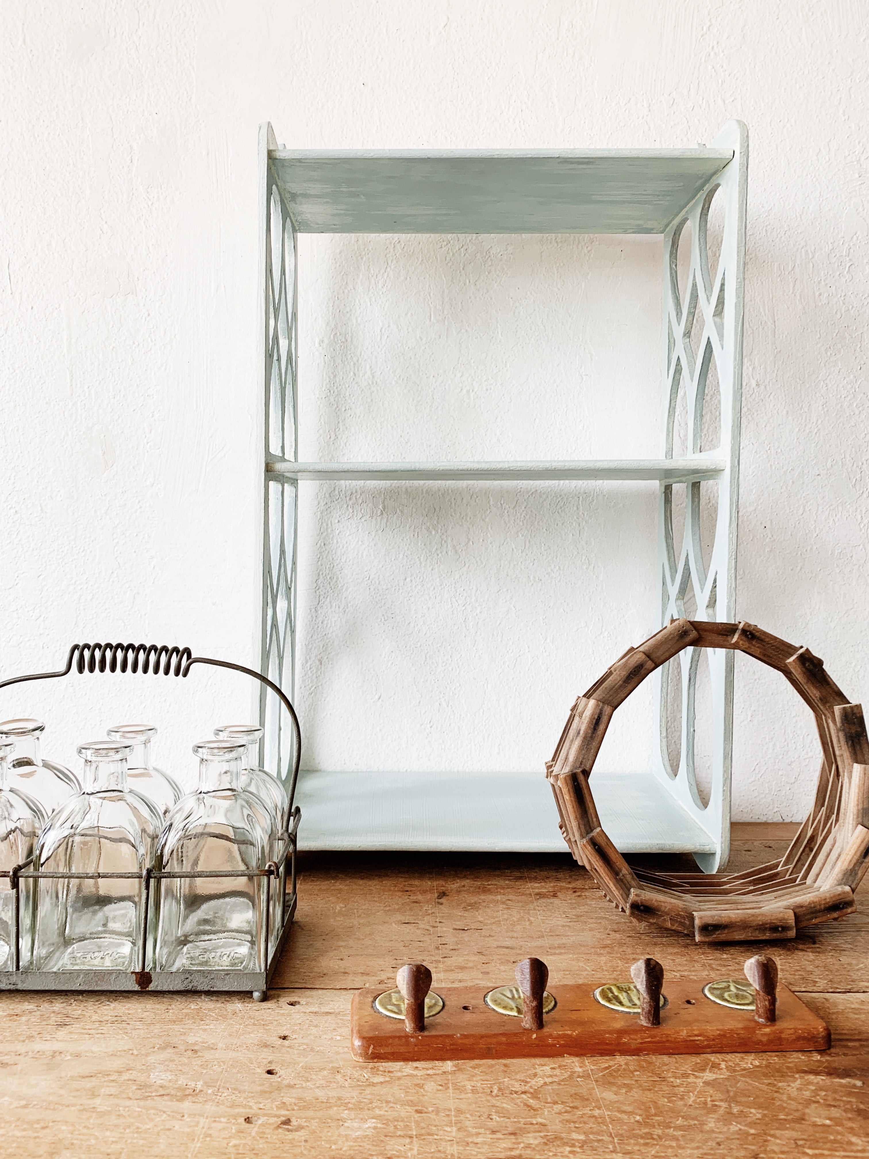 Vintage Glass Bottles with Caddy - Thumbnail 4