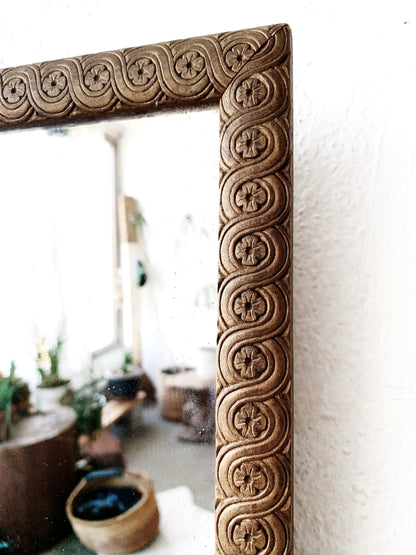 Carved Wood Antique Mirror