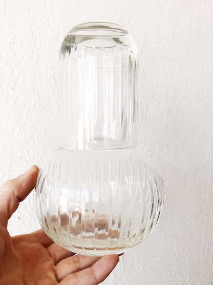 Vintage Crystal Bedside Carafe and Glass
