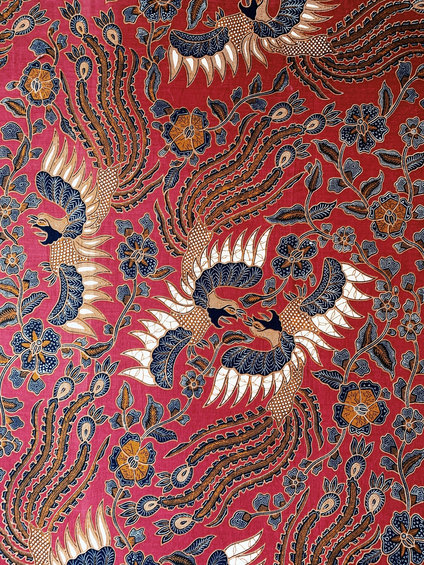 Large Batik Fabric Art on Wood Frame