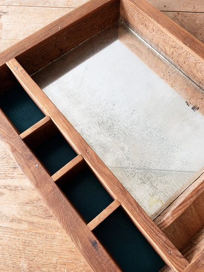 Vintage Wood Shadow Box Mirror