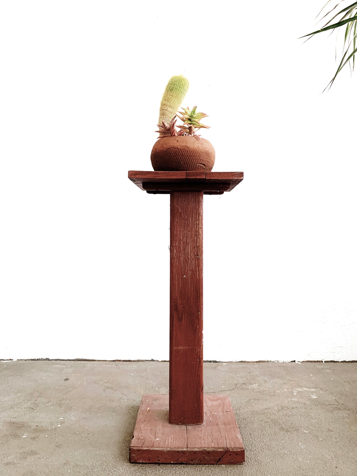 Rustic Wood Pedestal Plant Stand