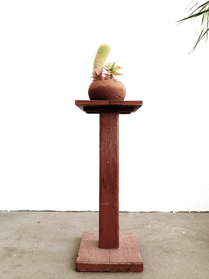 Rustic Wood Pedestal Plant Stand