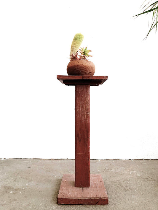 Rustic Wood Pedestal Plant Stand