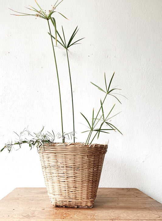 Vintage Tall Handled Basket