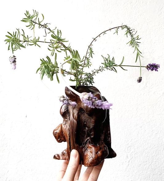 Handmade Vintage Burl Wood Vase