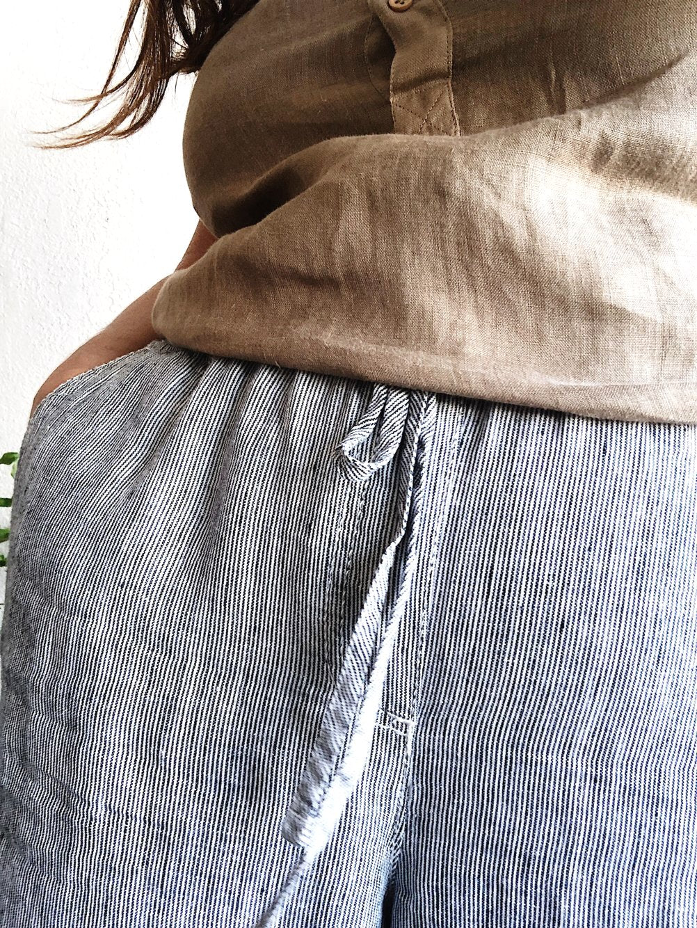 Linen Pinstriped Easy Pant
