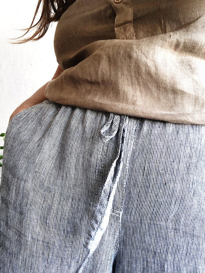Linen Pinstriped Easy Pant