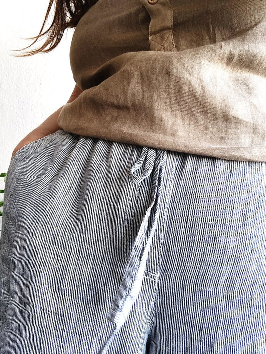 Linen Pinstriped Easy Pant