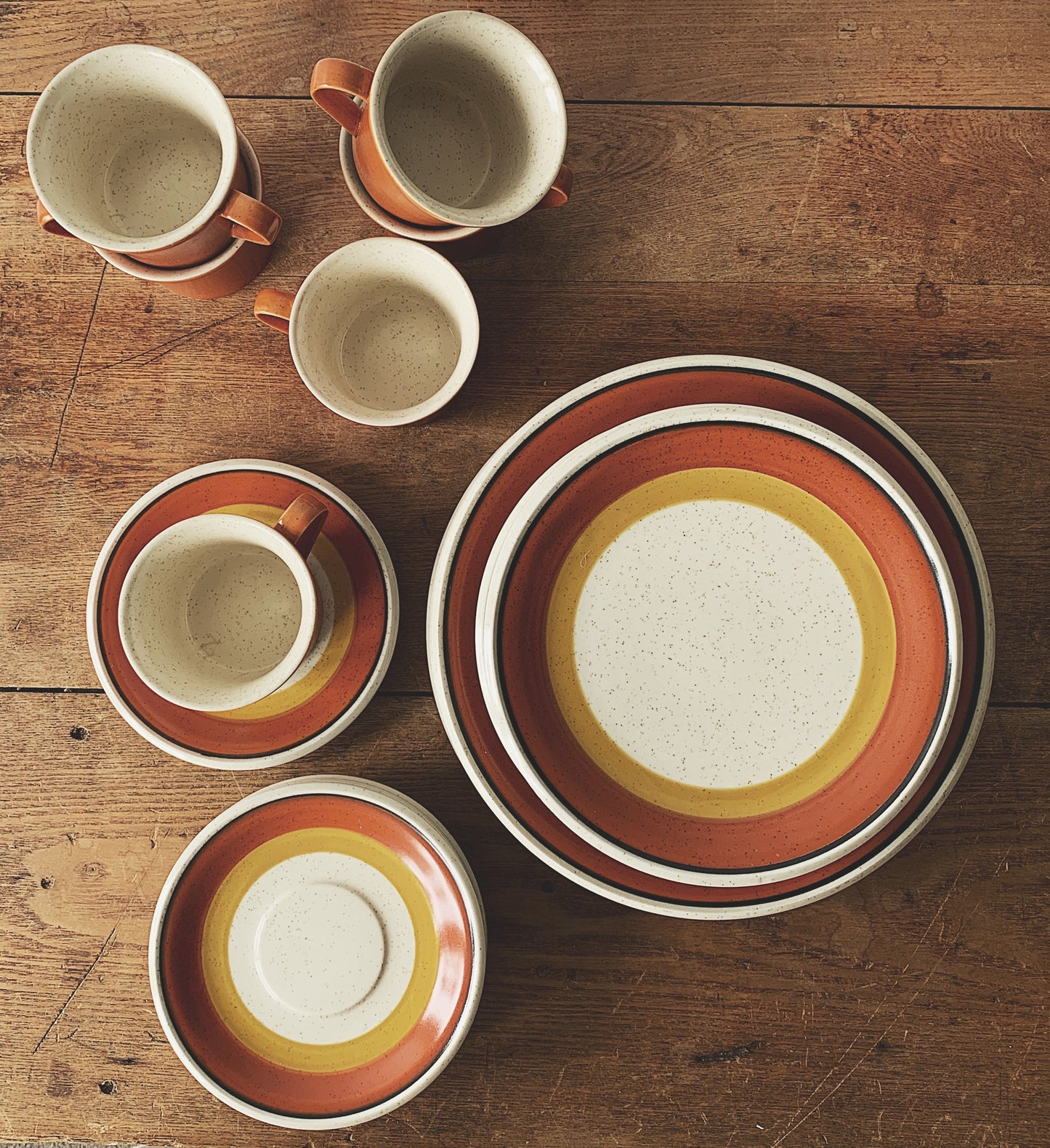 1970’s 20pc Set Imperial by Dalton Stoneware ‘Tangerine’