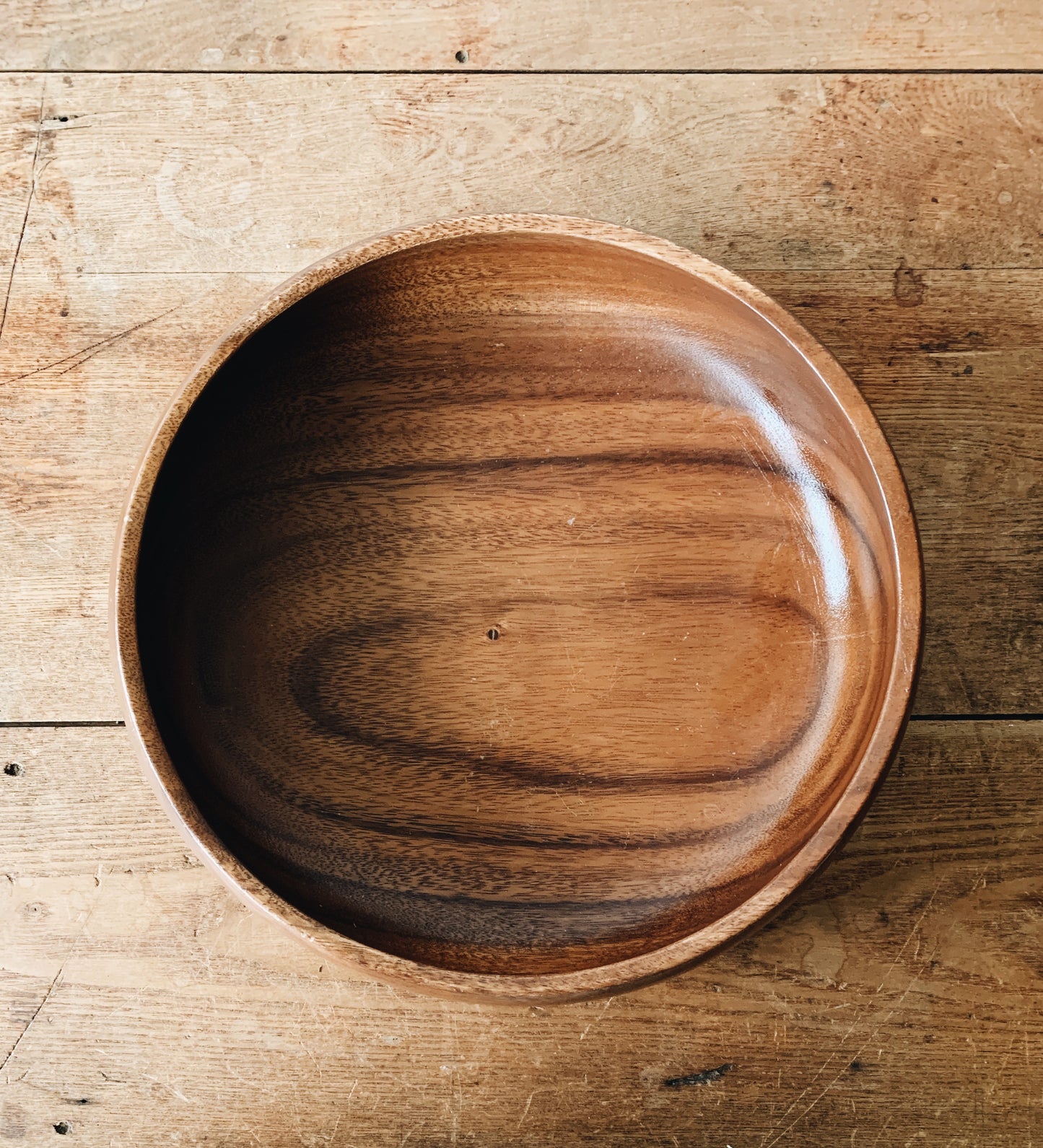 Large Vintage Acacia Wood Bowl