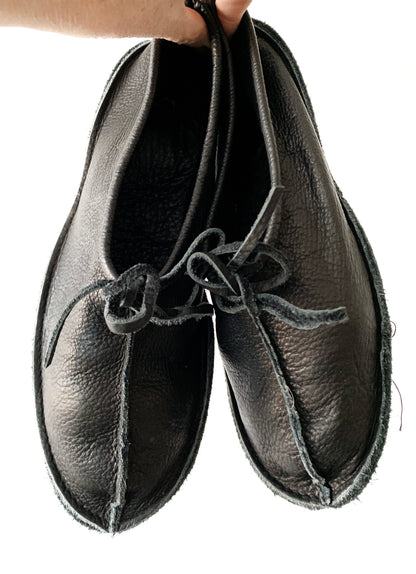 Hand Stitched Soft Black Leather Mocs