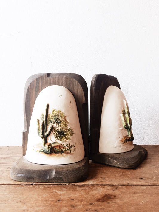 Vintage Cactus Bookends
