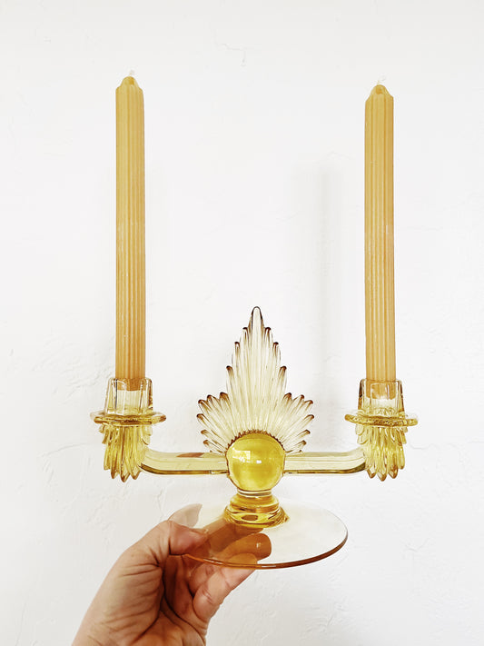 Vintage Glass Flame Candlestick